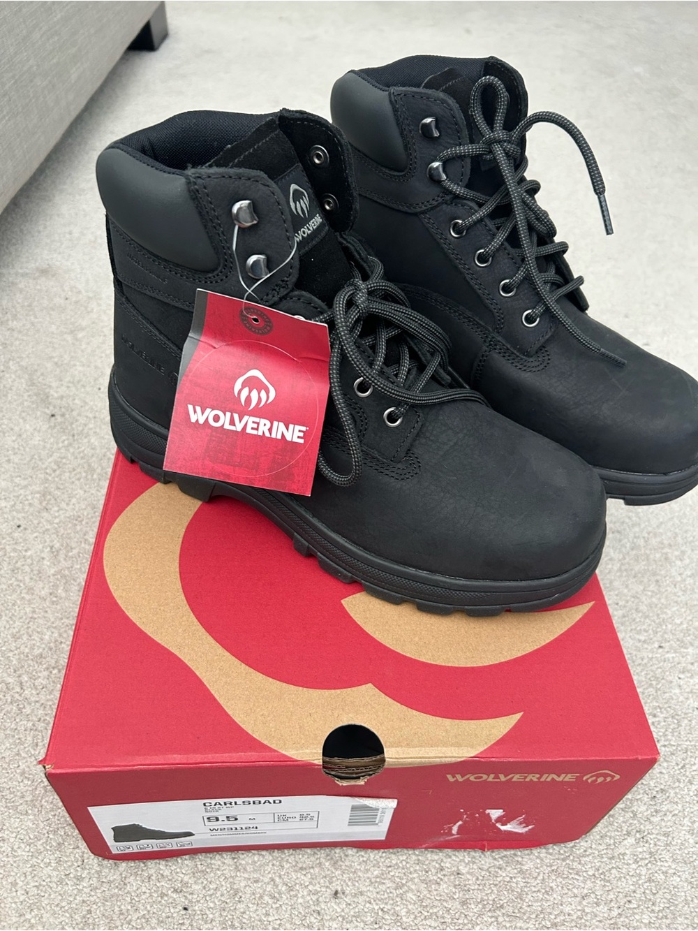 Wolverine Black Lace-Up Men’s Work Boots